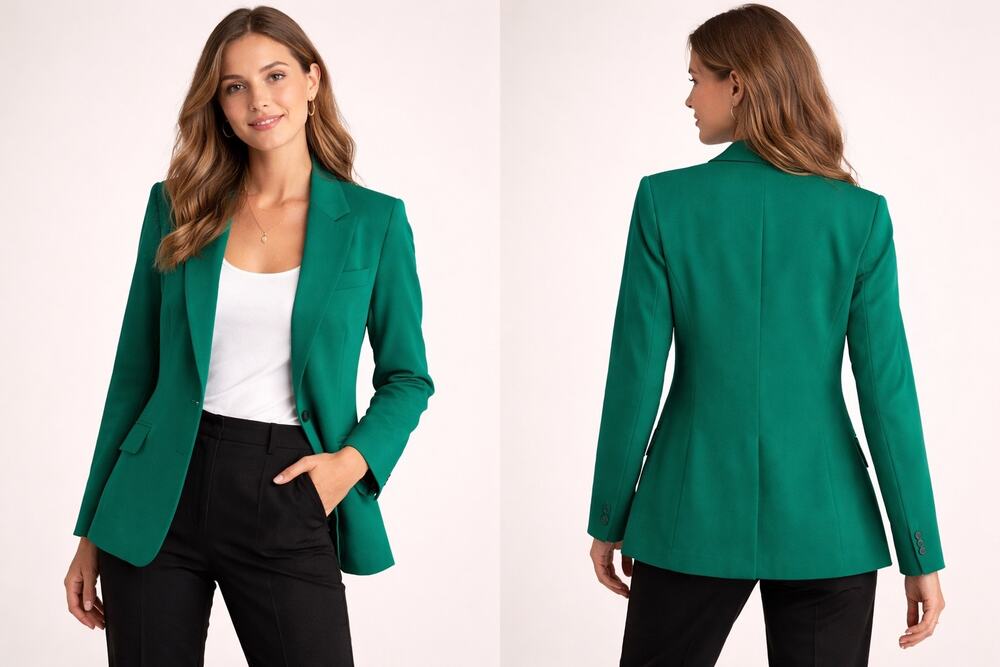 Lush Emerald Green Blazer Women’s Small Tailored One Button Office Career Jacket